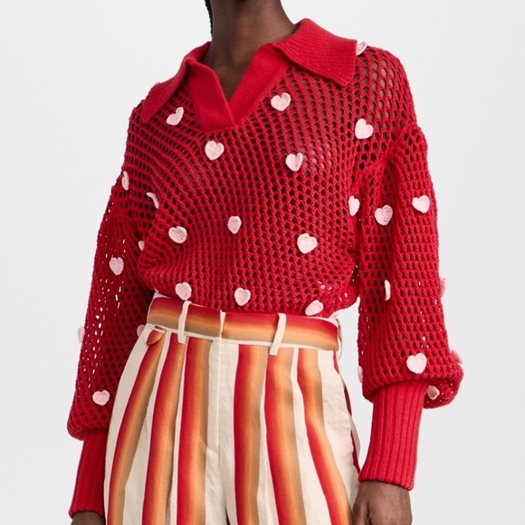FARM Rio Sweaters - FARM Rio Red Heart Sweater